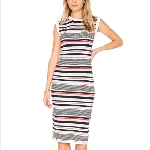 CUPCAKES AND CASHMERE Walton Stripe Sleeveless Knitted Dress size M - Picture 4 of 8